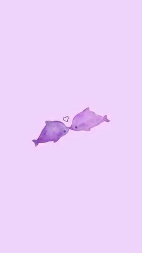Ретровейв Обои на телефон фиолетовая рыба в небе