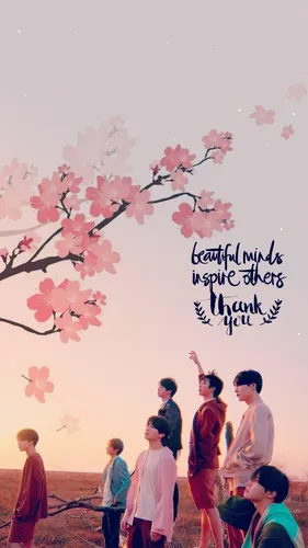 Чонгвон Чон, Масаки Суда, Хаято Изомура, Дерек Чанг, Bts Обои на телефон группа людей, стоящих под деревом с розовыми листьями