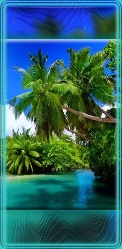 3Д Природа Обои на телефон синий экран с пальмами