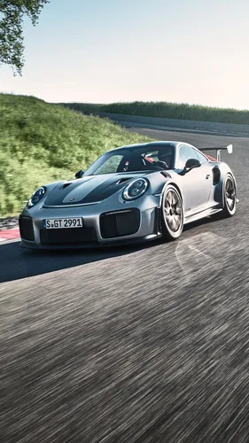 Porsche 911 Обои на телефон серебристый спортивный автомобиль на дороге