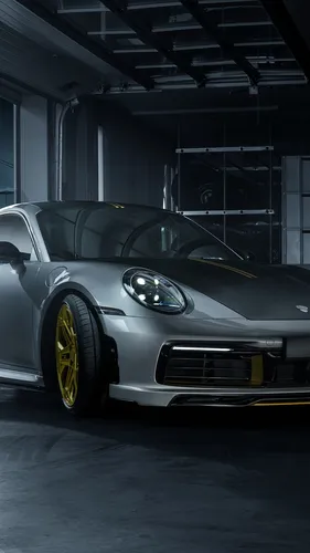 Porsche 911 Обои на телефон автомобиль, припаркованный внутри здания