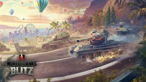 World Of Tanks Обои на телефон видеоигра с танками, деревьями и городом на заднем плане