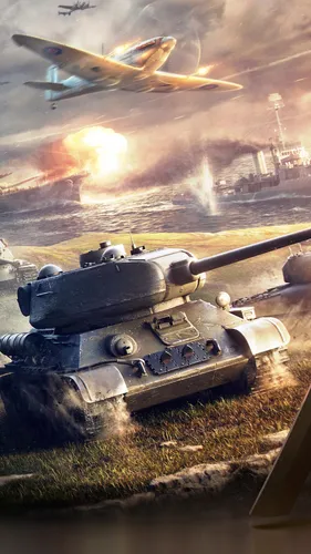 World Of Tanks Обои на телефон военный танк с огнем и дымом, выходящим из него