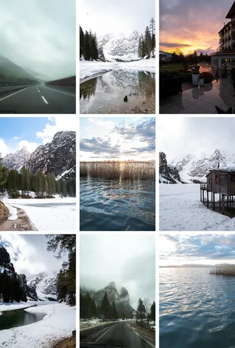 Зима Природа Обои на телефон коллаж из разных видов на озеро и дом