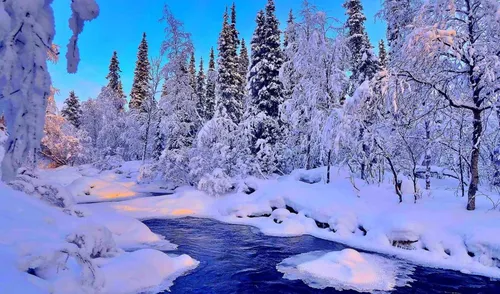 Зимние Hd Обои на телефон река со снегом и деревьями