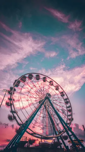 Красивые Фотки Обои на телефон колесо обозрения с облачным небом