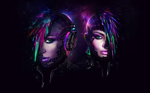 Модные 2018 Обои на телефон пара женщин с разноцветными волосами
