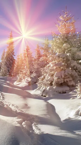 Full Hd Зима Обои на телефон снежный пейзаж с деревьями