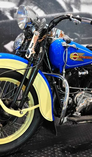 Harley Davidson Обои на телефон сине-желтый мотоцикл