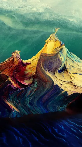 Акварель Обои на телефон картина с изображением горы