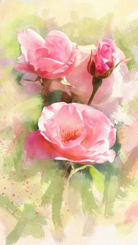 Акварель Обои на телефон группа розовых цветов