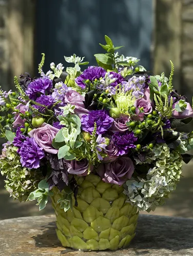 Гортензия Обои на телефон ваза с фиолетовыми цветами