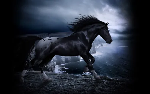 Лошади Красивые Обои на телефон лошадь, бегущая в темноте