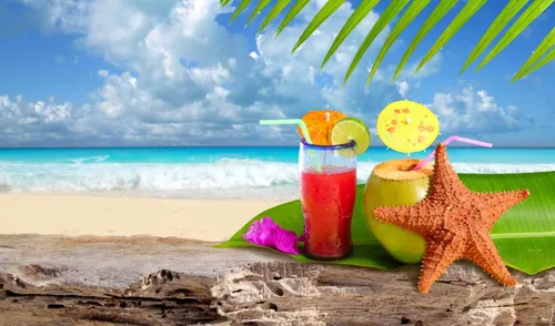 Релакс Обои на телефон стакан сока на пляже
