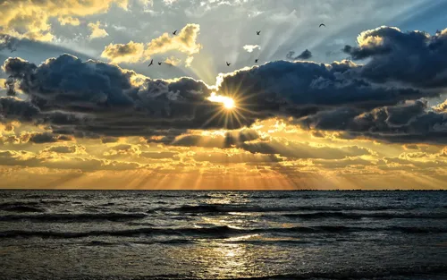 Солнце Обои на телефон закат над океаном