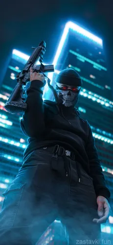 Оружие Обои на телефон человек в маске с пистолетом