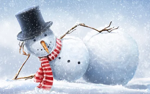 Прикольный Новогодние Обои на телефон снеговик в шляпе и флаге