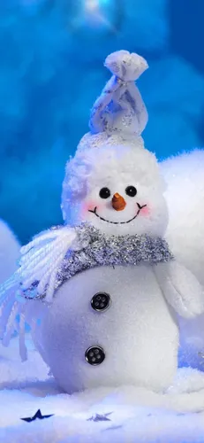 Фото Зима Обои на телефон снеговик с синим фоном