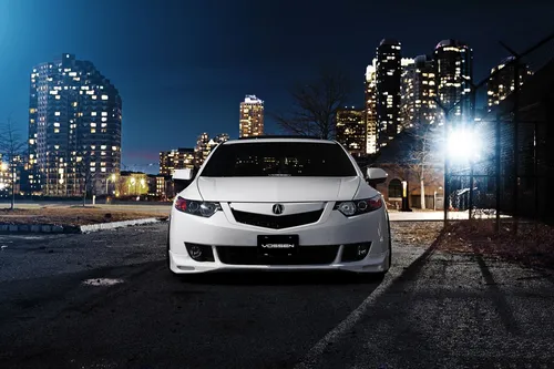 Хонда Аккорд Обои на телефон белый автомобиль, припаркованный перед городом ночью
