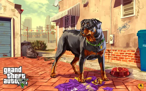 Gta Обои на телефон собака, стоящая на фиолетовой поверхности