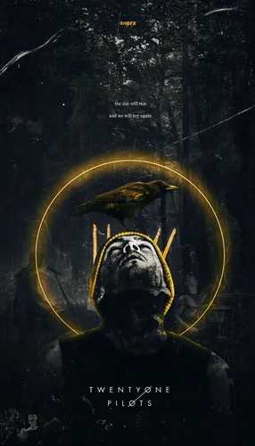 Twenty One Pilots Обои на телефон постер фильма с человеком в шлеме и накидке с мечом и щитом и