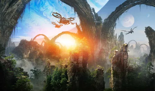 Аватар Обои на телефон видеоигра, в которой изображен дракон, летящий над лесом