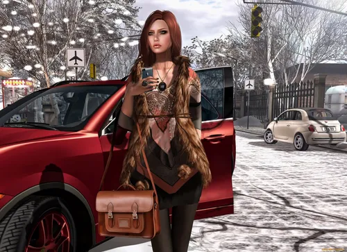 Автомобили Обои на телефон женщина в красном пальто