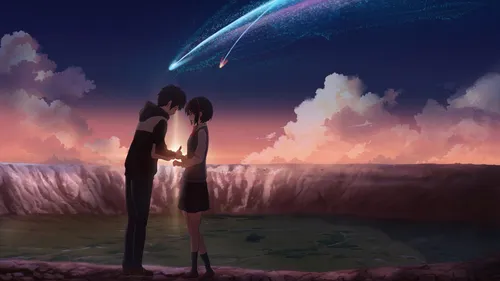 Двойные Аниме Обои на телефон мужчина и женщина целуются перед планетой