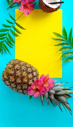 Красивые Лето Обои на телефон ананас и цветы