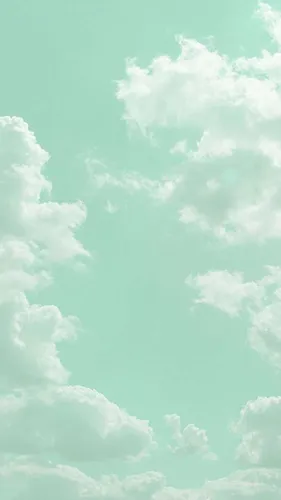 Нежно Зеленые Обои на телефон голубое небо с белыми облаками