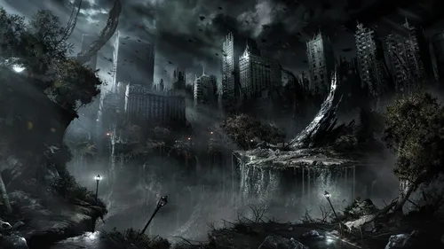 Hd Фэнтези Обои на телефон видеоигра, показывающая город с фонтаном и деревьями