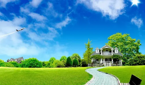 Дом Обои на телефон дом с большим газоном и деревьями спереди