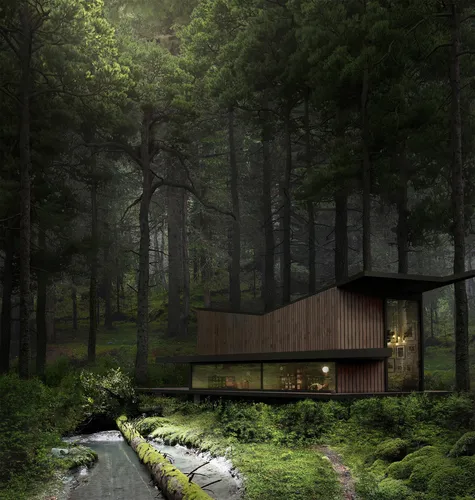 Дом Обои на телефон деревянный домик в лесу