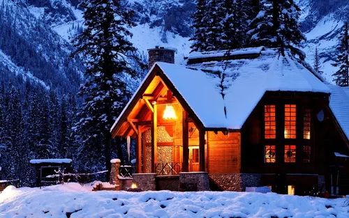 Дом Обои на телефон домик в снегу