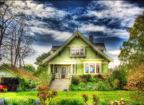 Дом Обои на телефон дом с зеленой крышей