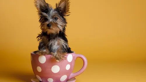 Йоркширский Терьер Обои на телефон маленькая собачка в чашке