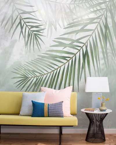 Пальмовые Листья Обои на телефон диван с лампой и стол с лампой и растением