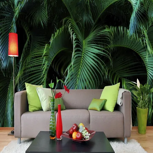 Пальмовые Листья Обои на телефон диван со столом и растение с лампой