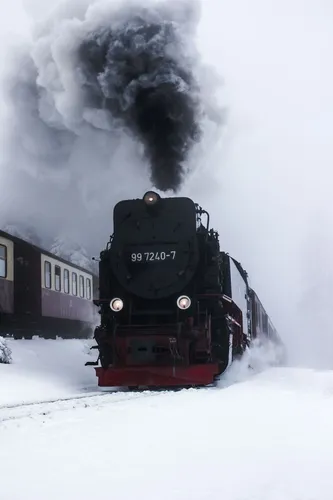 Паровоз Обои на телефон поезд на снегу