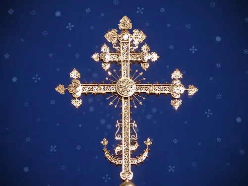 Православный Крест Обои на телефон золотой и синий символ
