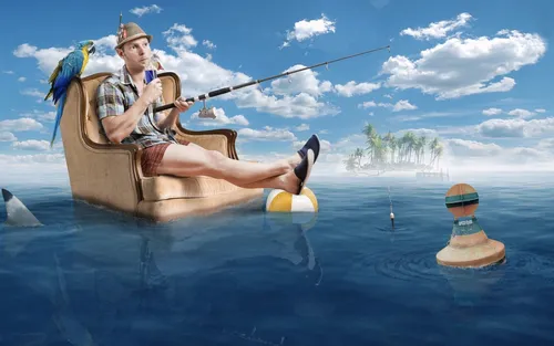 Клеман Бон, Рыбалка Обои на телефон человек в лодке с удочкой и рыбой