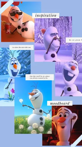 Снеговик Олаф Обои на телефон коллаж из мультфильма
