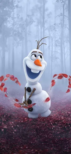 Снеговик Олаф Обои на телефон снеговик с цветком