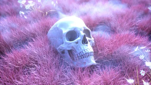 Череп С Цветами Обои на телефон череп в поле фиолетовых цветов