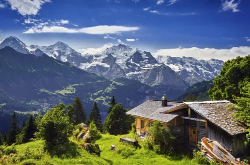 Швейцария Обои на телефон домик в горах
