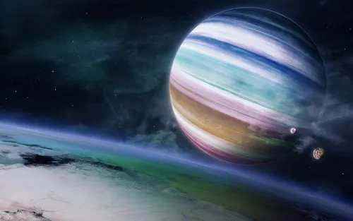 Юпитер Обои на телефон планета с радугой на заднем плане
