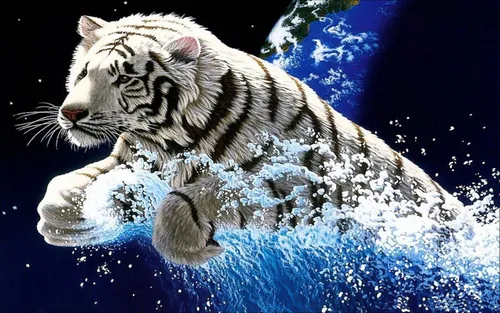 Движущиеся Животные Обои на телефон белый тигр плавает в воде