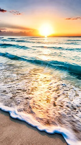 С Морем Обои на телефон пляж с волнами и закатом