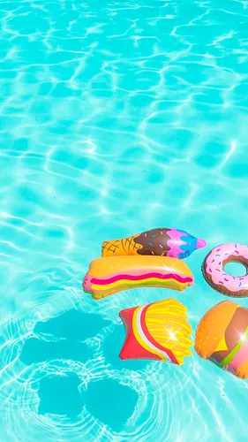 Фоны Обои на телефон группа красочных предметов в бассейне
