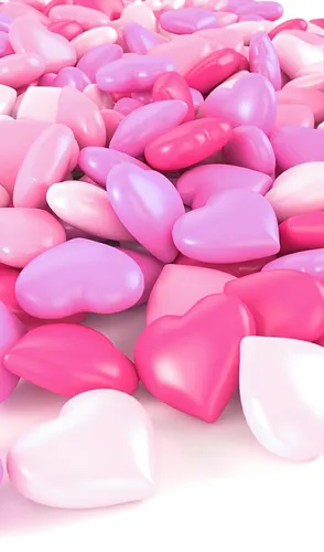 Фоны Обои на телефон группа розовых конфет в форме сердца